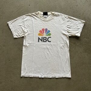 Vintage 90s NBC Shirt Size Medium White NBC‎ Sports News Logo